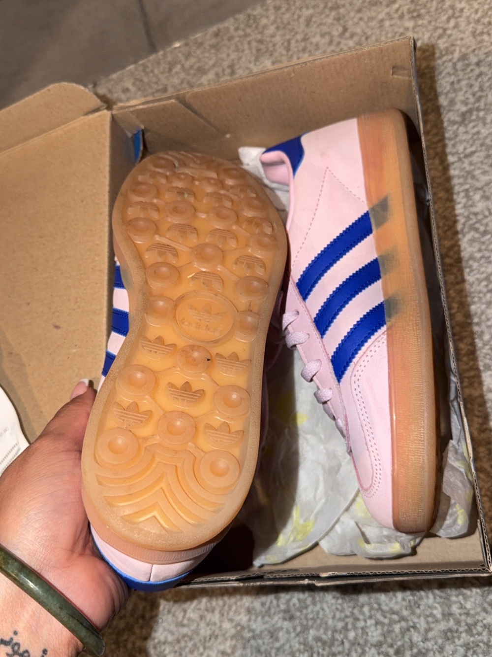 adidas Gazelle Pink and Blue Suede Sneakers - Picture 3 of 4